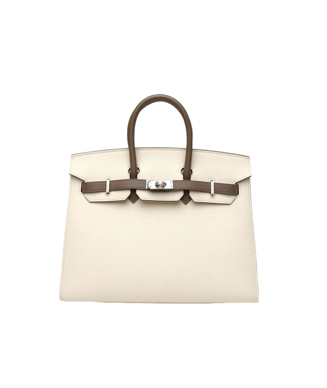 HERMES Белая кожаная сумка с короткими ручками, фото 9