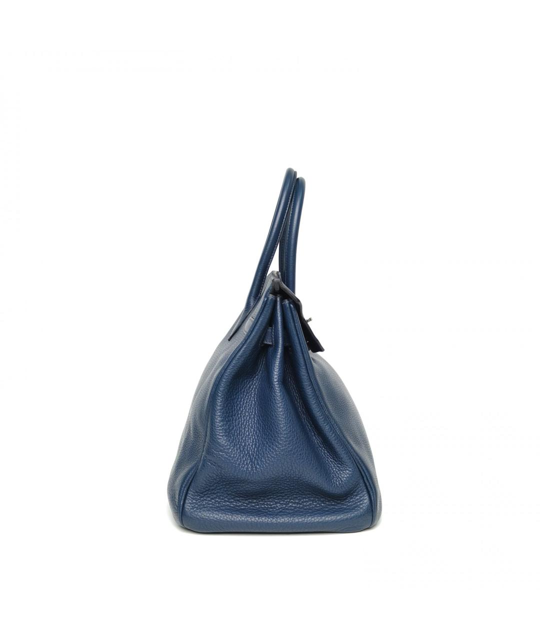 HERMES Синяя кожаная сумка с короткими ручками, фото 5