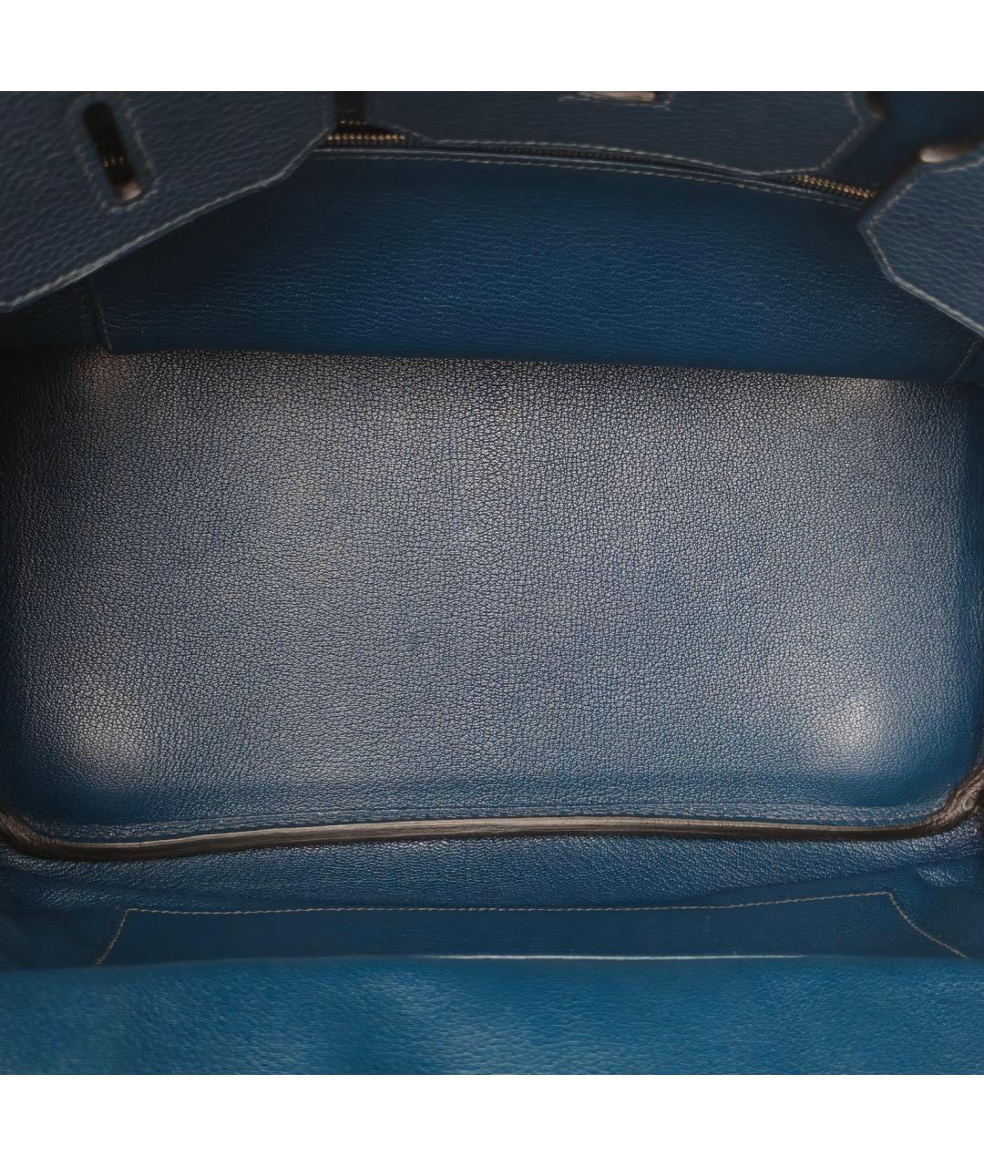 HERMES Синяя кожаная сумка с короткими ручками, фото 8