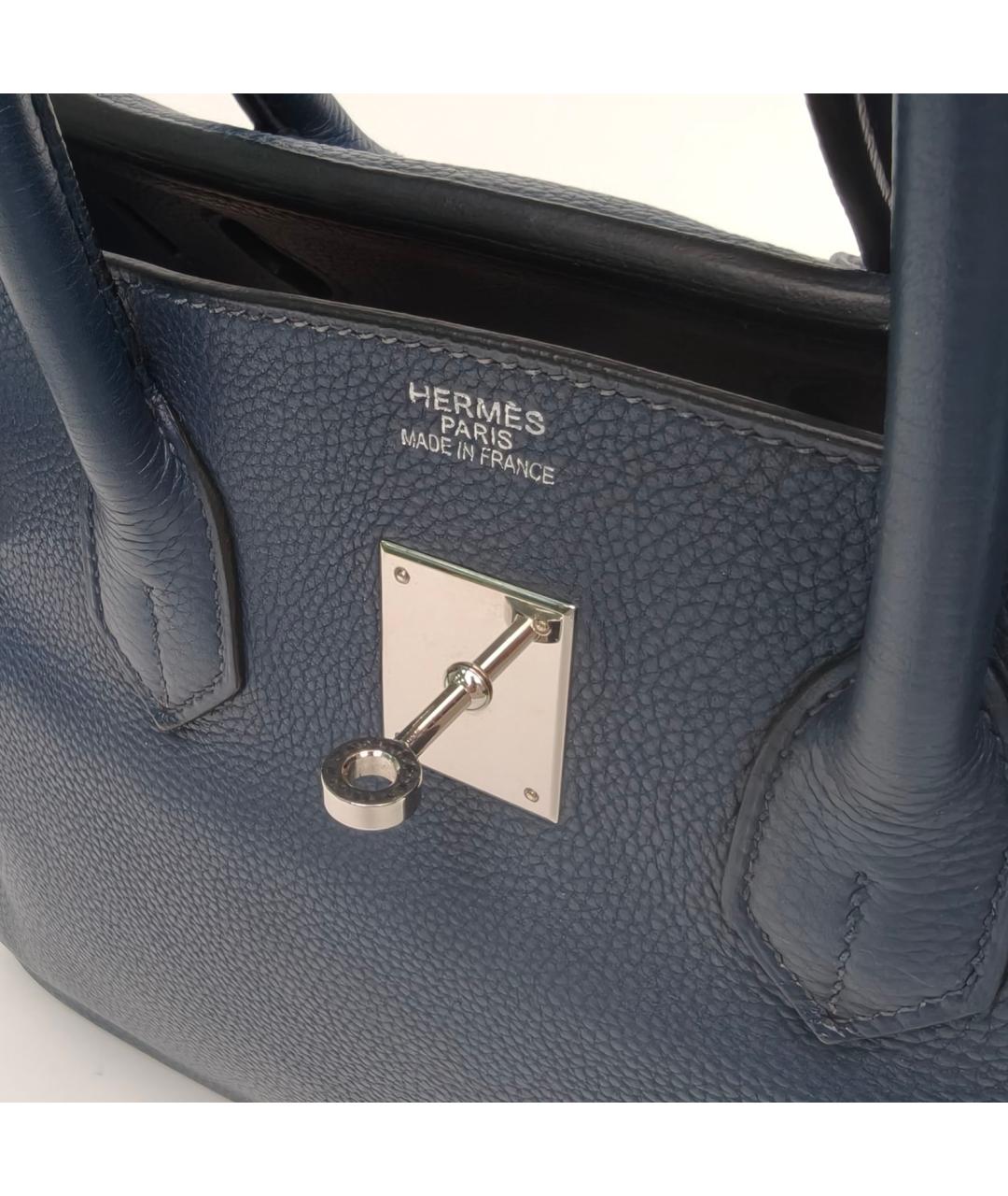 HERMES Синяя кожаная сумка с короткими ручками, фото 7