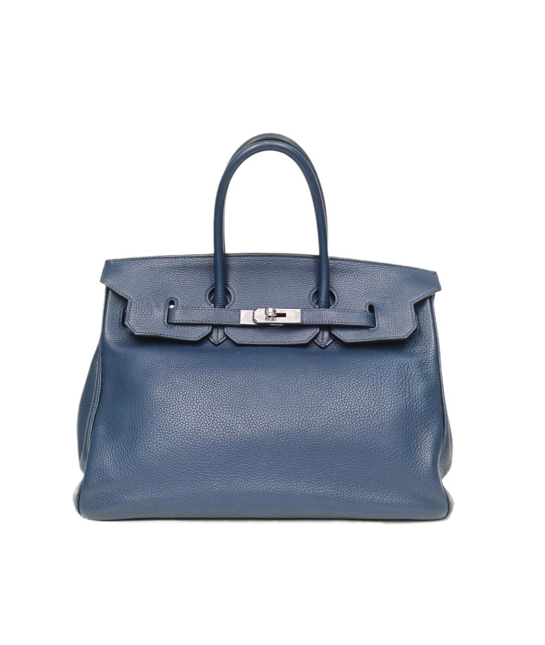 HERMES Синяя кожаная сумка с короткими ручками, фото 9