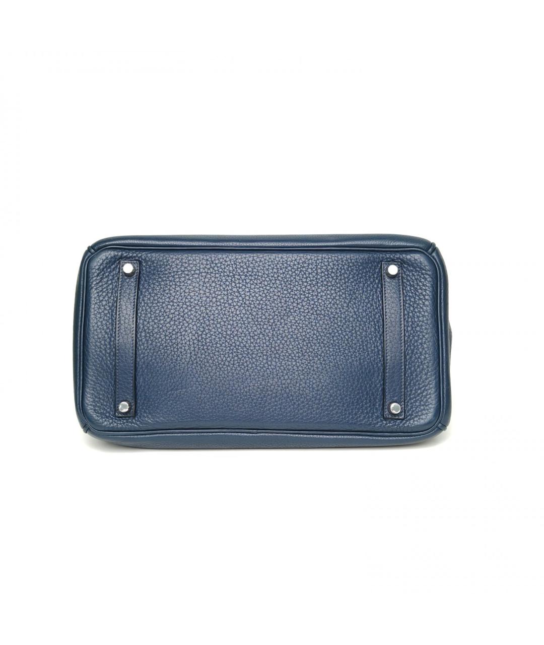 HERMES Синяя кожаная сумка с короткими ручками, фото 6