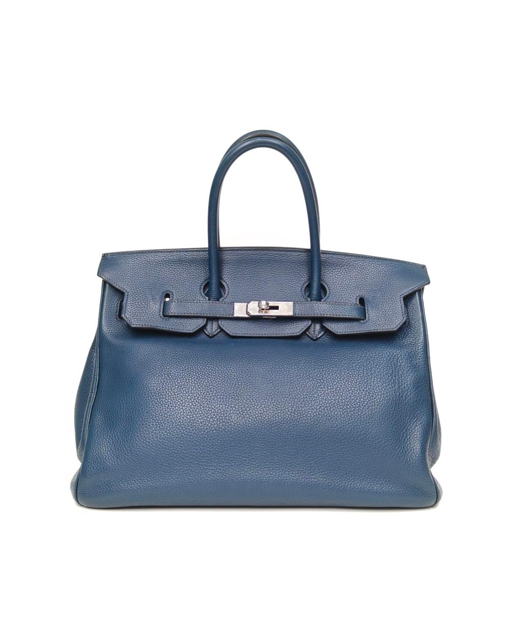 HERMES Синяя кожаная сумка с короткими ручками, фото 2