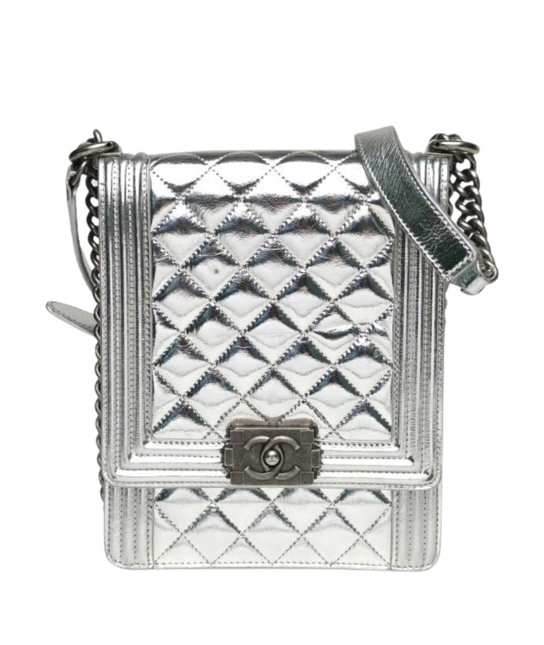CHANEL Серебряная кожаная сумка через плечо, фото 1