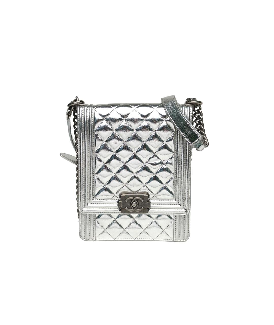 CHANEL Серебряная кожаная сумка через плечо, фото 9