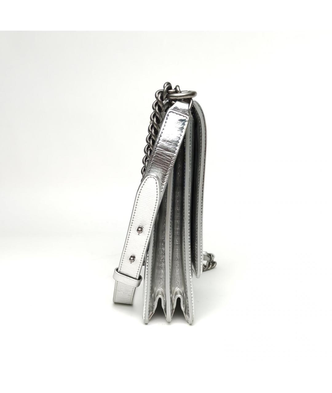 CHANEL Серебряная кожаная сумка через плечо, фото 5