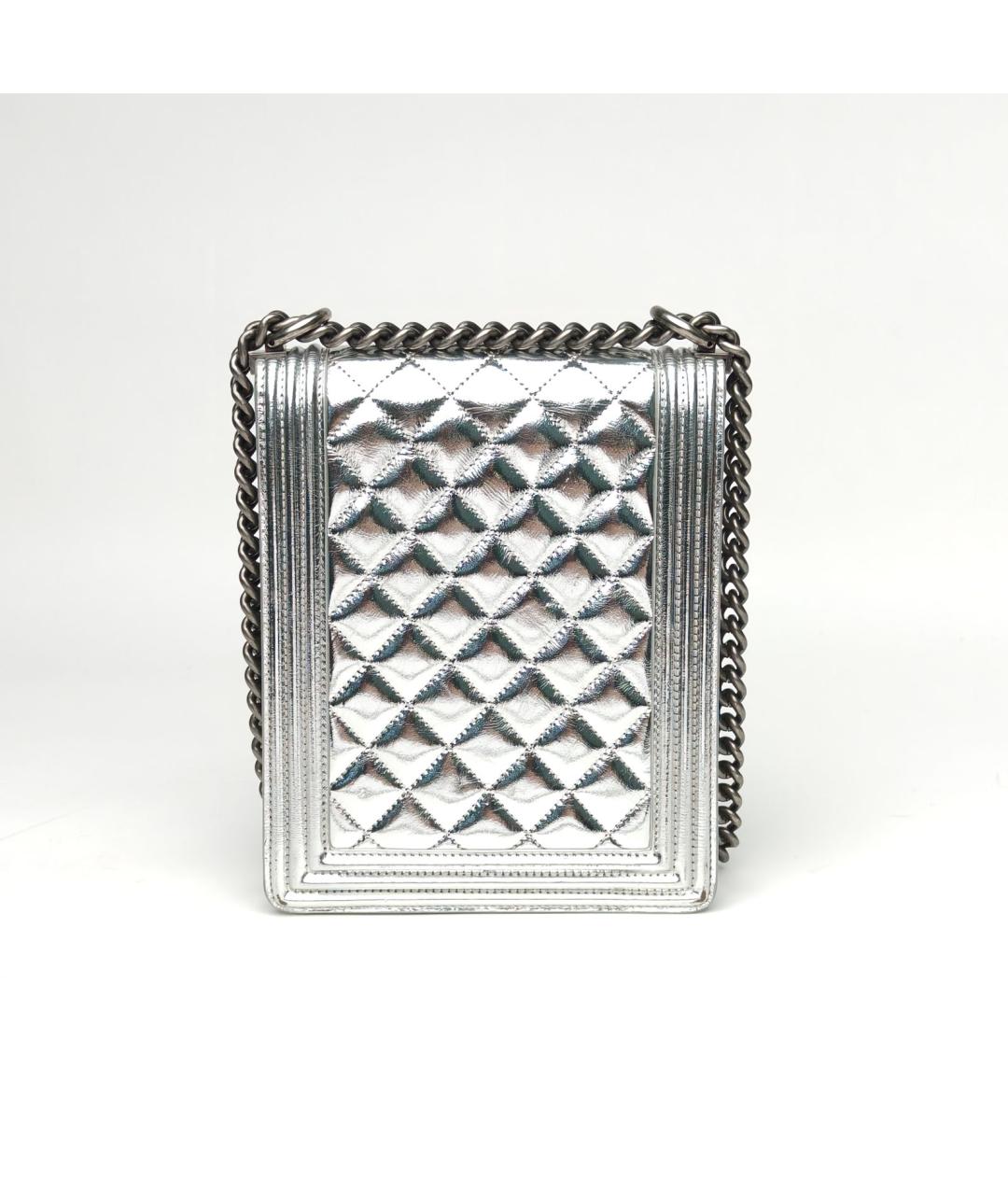 CHANEL Серебряная кожаная сумка через плечо, фото 4