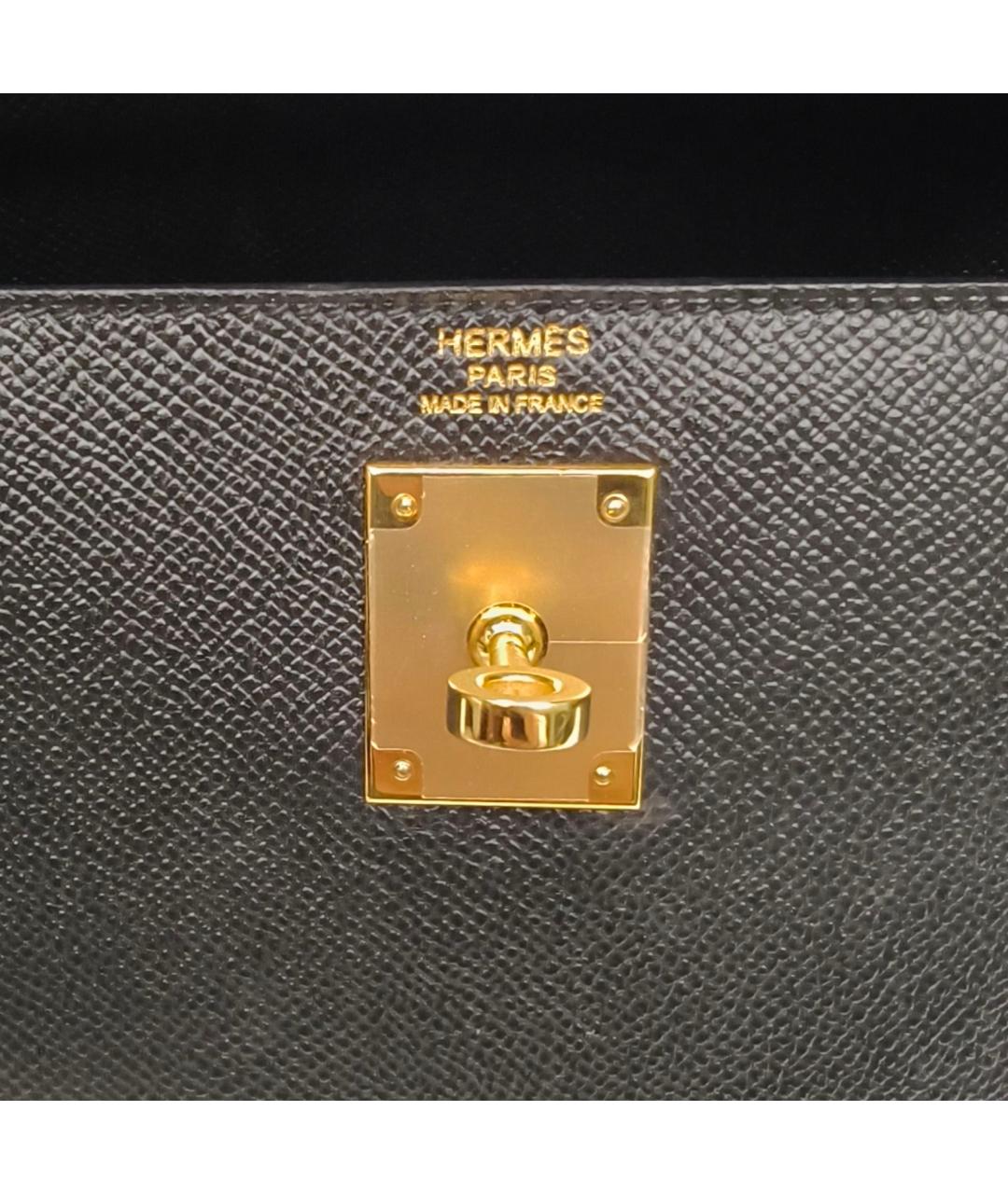 HERMES Черная кожаная сумка через плечо, фото 7