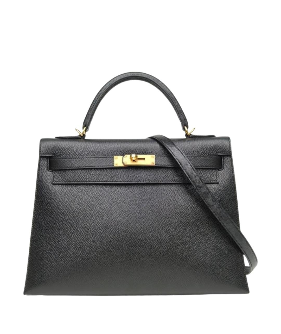HERMES Черная кожаная сумка через плечо, фото 1