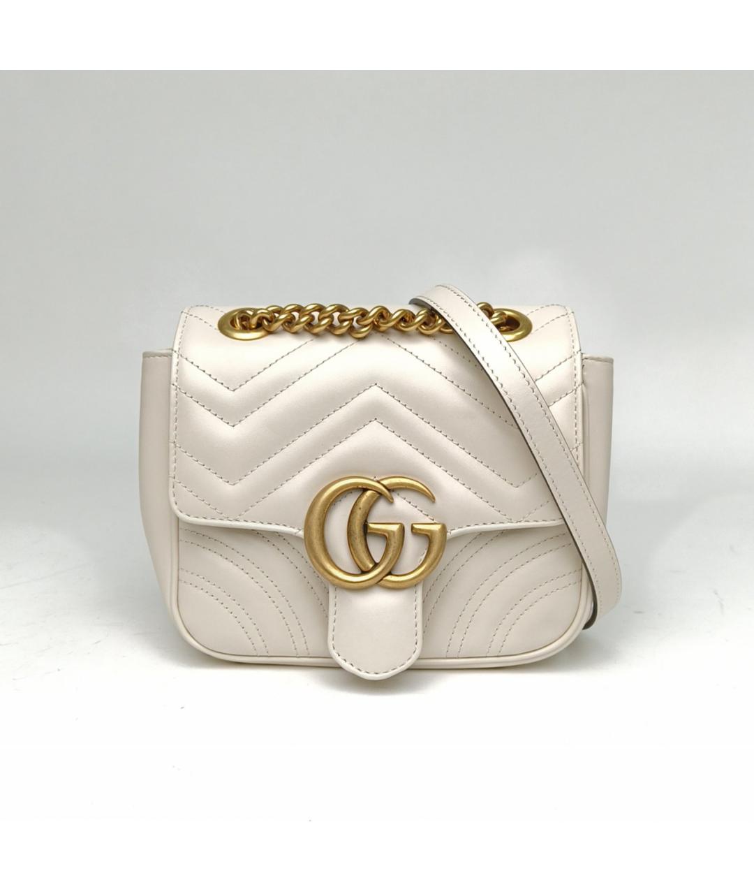 GUCCI Белая кожаная сумка через плечо, фото 2