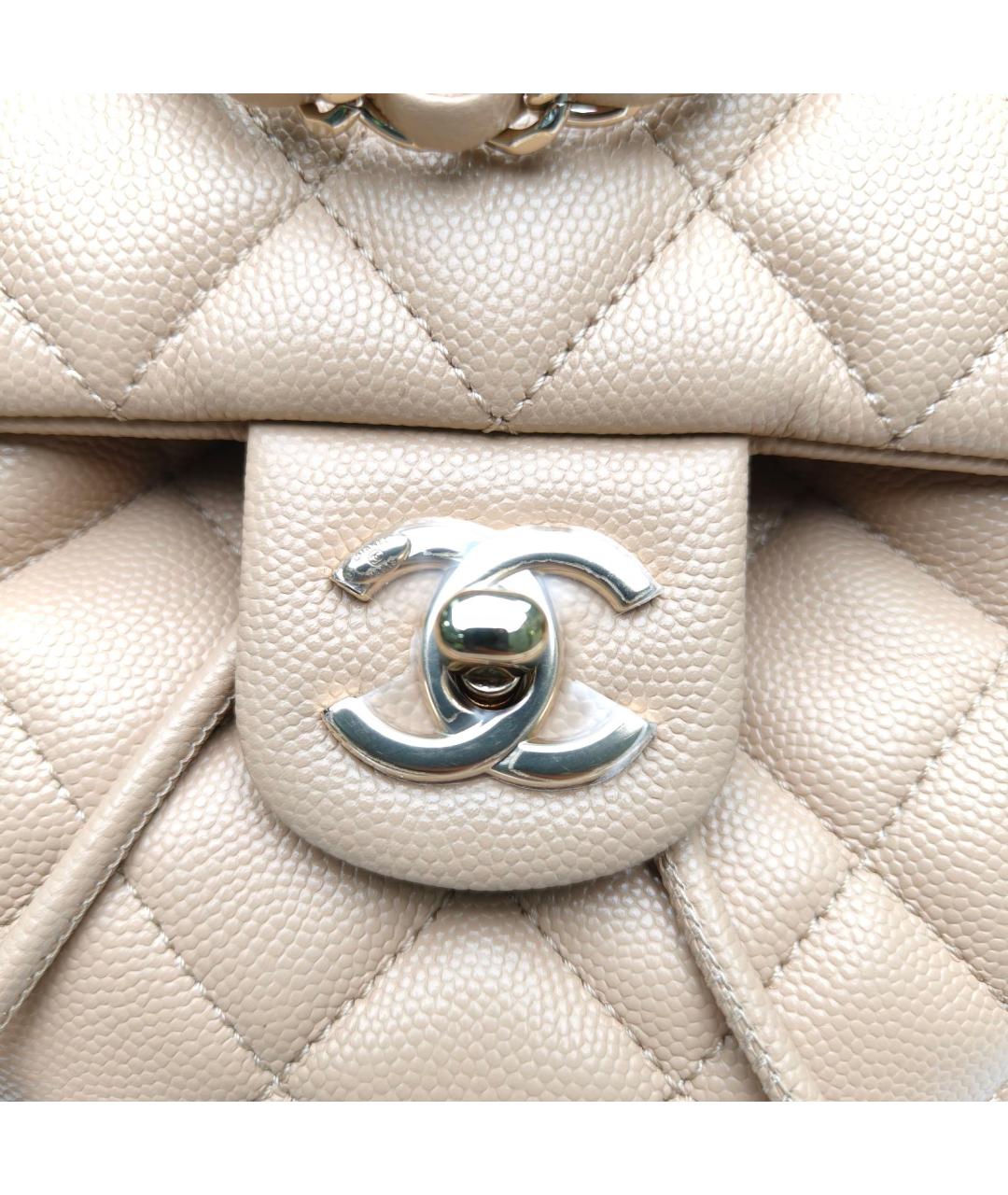 CHANEL Бежевый кожаный рюкзак, фото 7