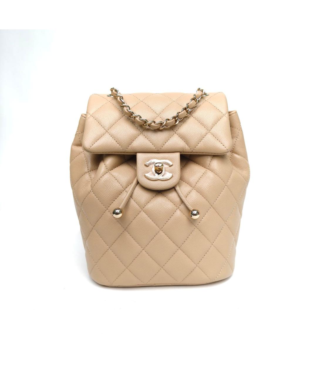 CHANEL Бежевый кожаный рюкзак, фото 2