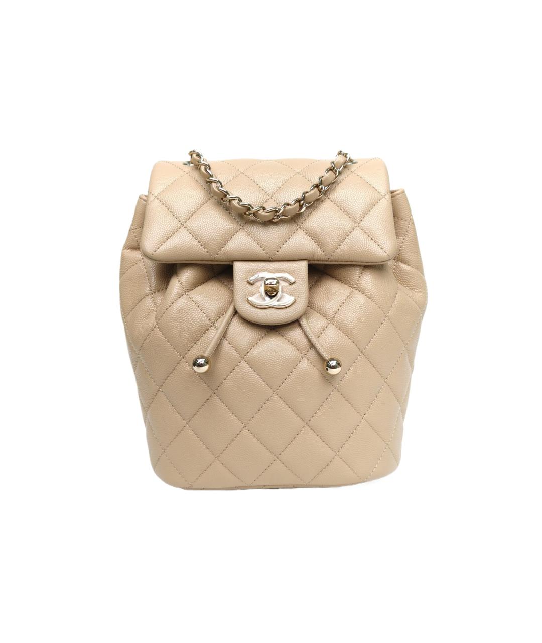 CHANEL Бежевый кожаный рюкзак, фото 9