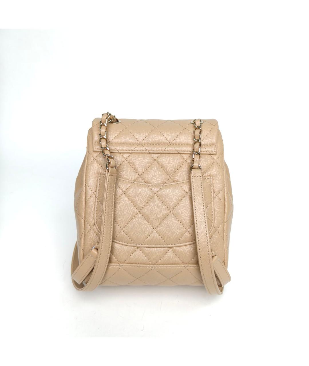 CHANEL Бежевый кожаный рюкзак, фото 4