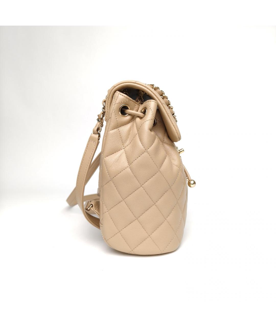 CHANEL Бежевый кожаный рюкзак, фото 5