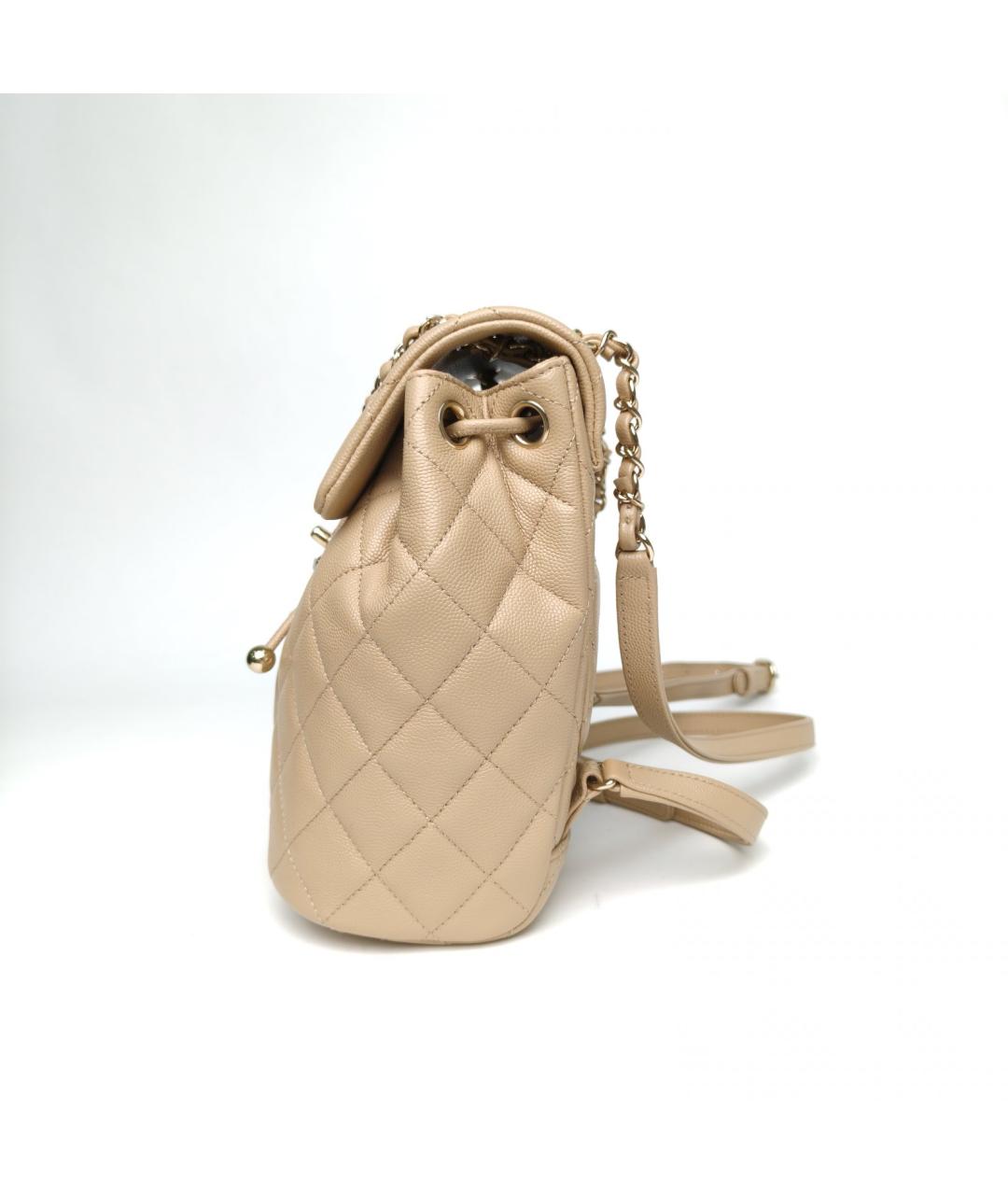 CHANEL Бежевый кожаный рюкзак, фото 3
