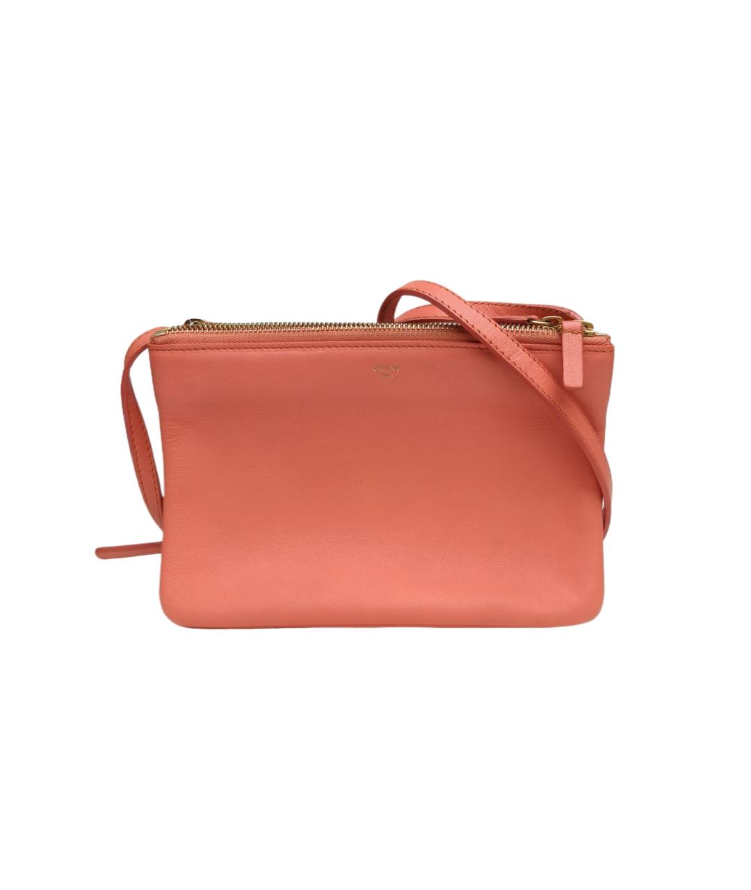 CELINE Коралловая кожаная сумка через плечо, фото 10