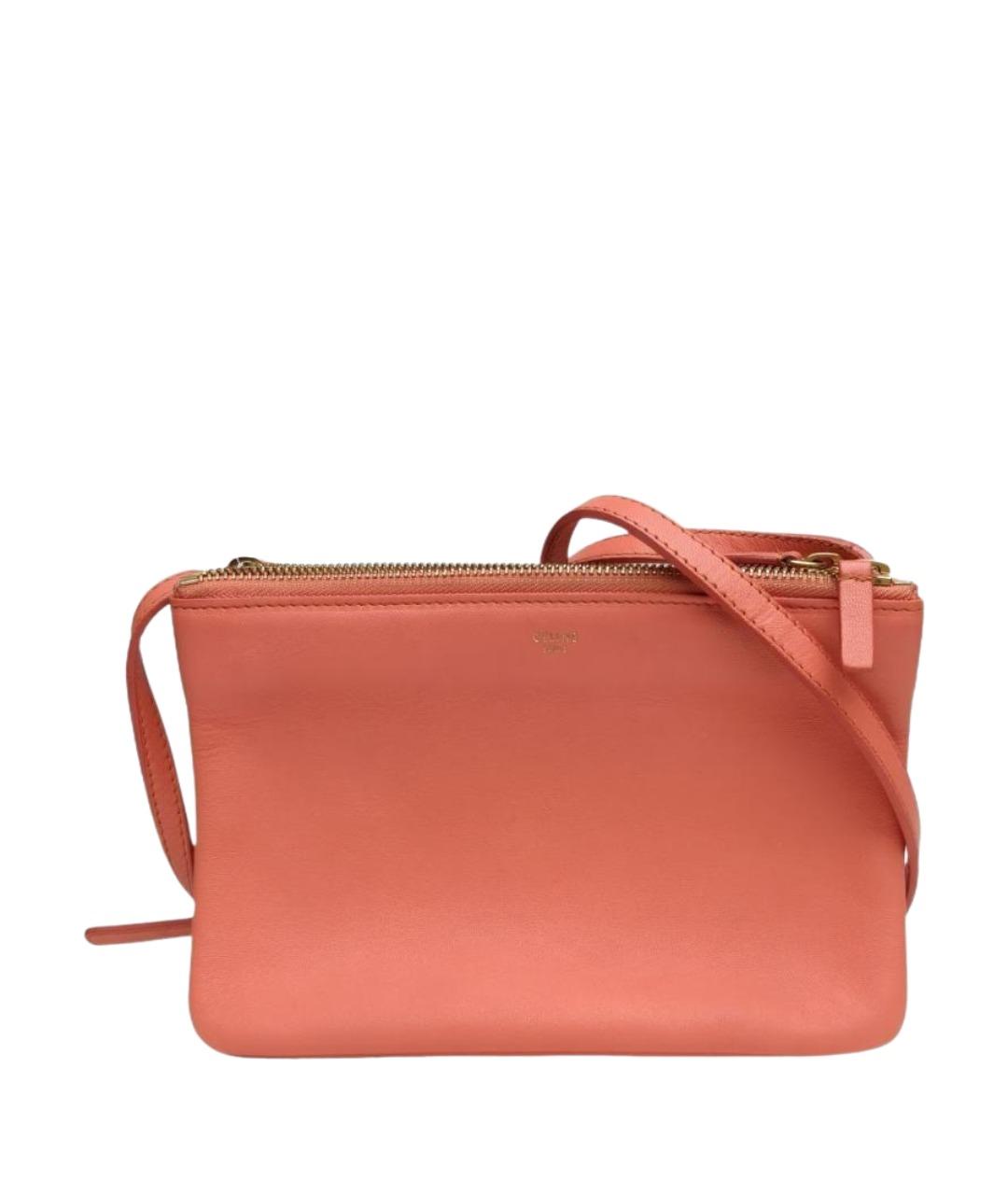CELINE Коралловая кожаная сумка через плечо, фото 1