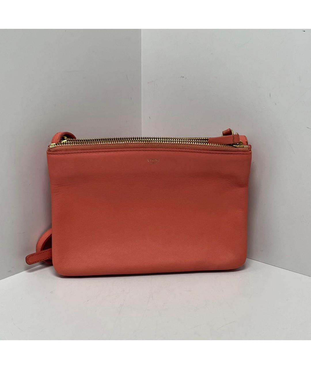 CELINE Коралловая кожаная сумка через плечо, фото 8