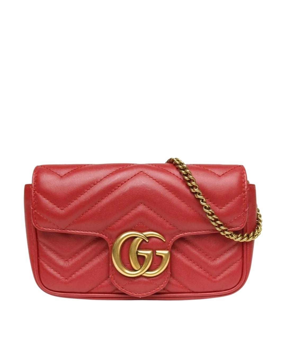 GUCCI Красная кожаная сумка через плечо, фото 1