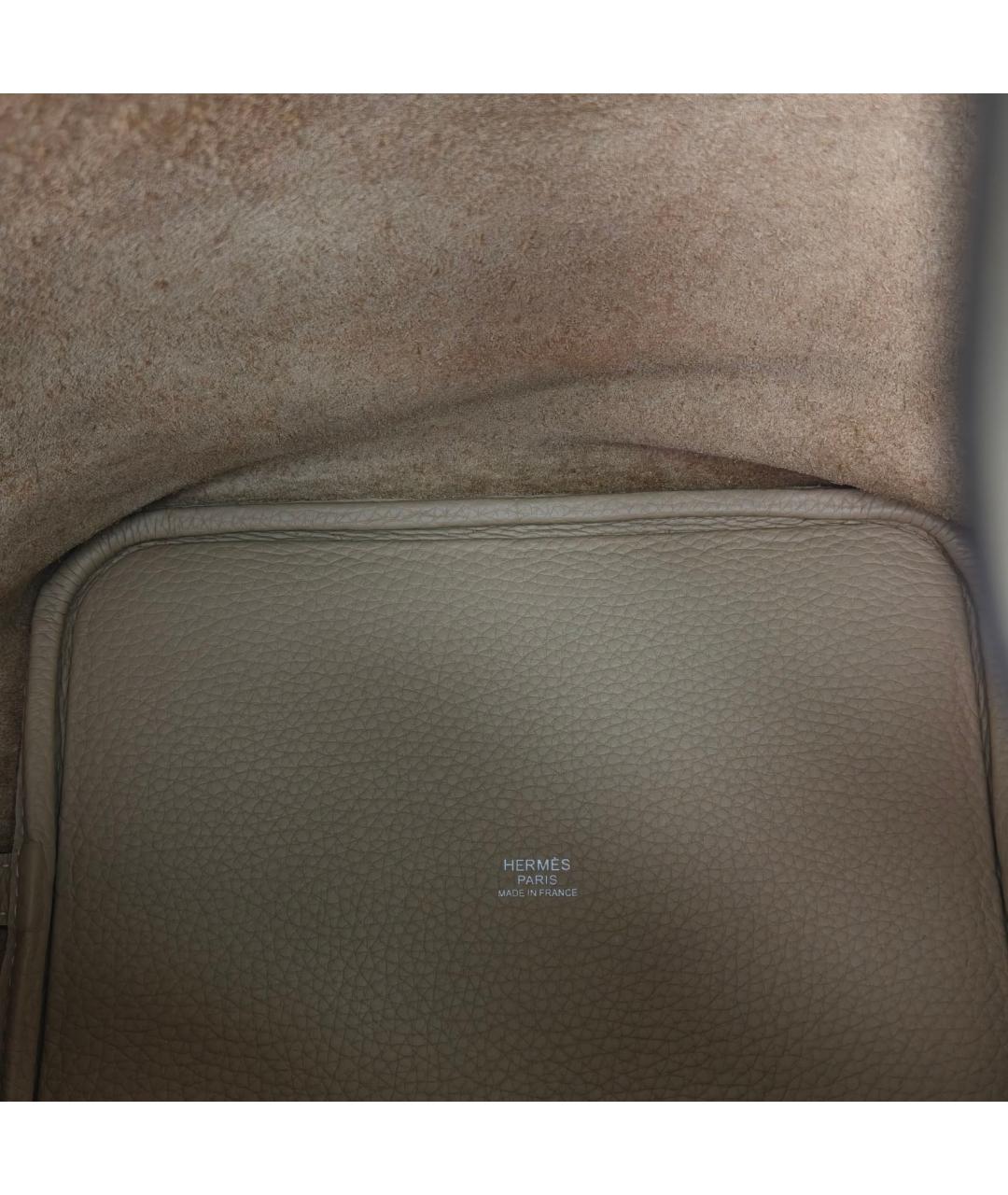 HERMES Бежевая кожаная сумка через плечо, фото 7