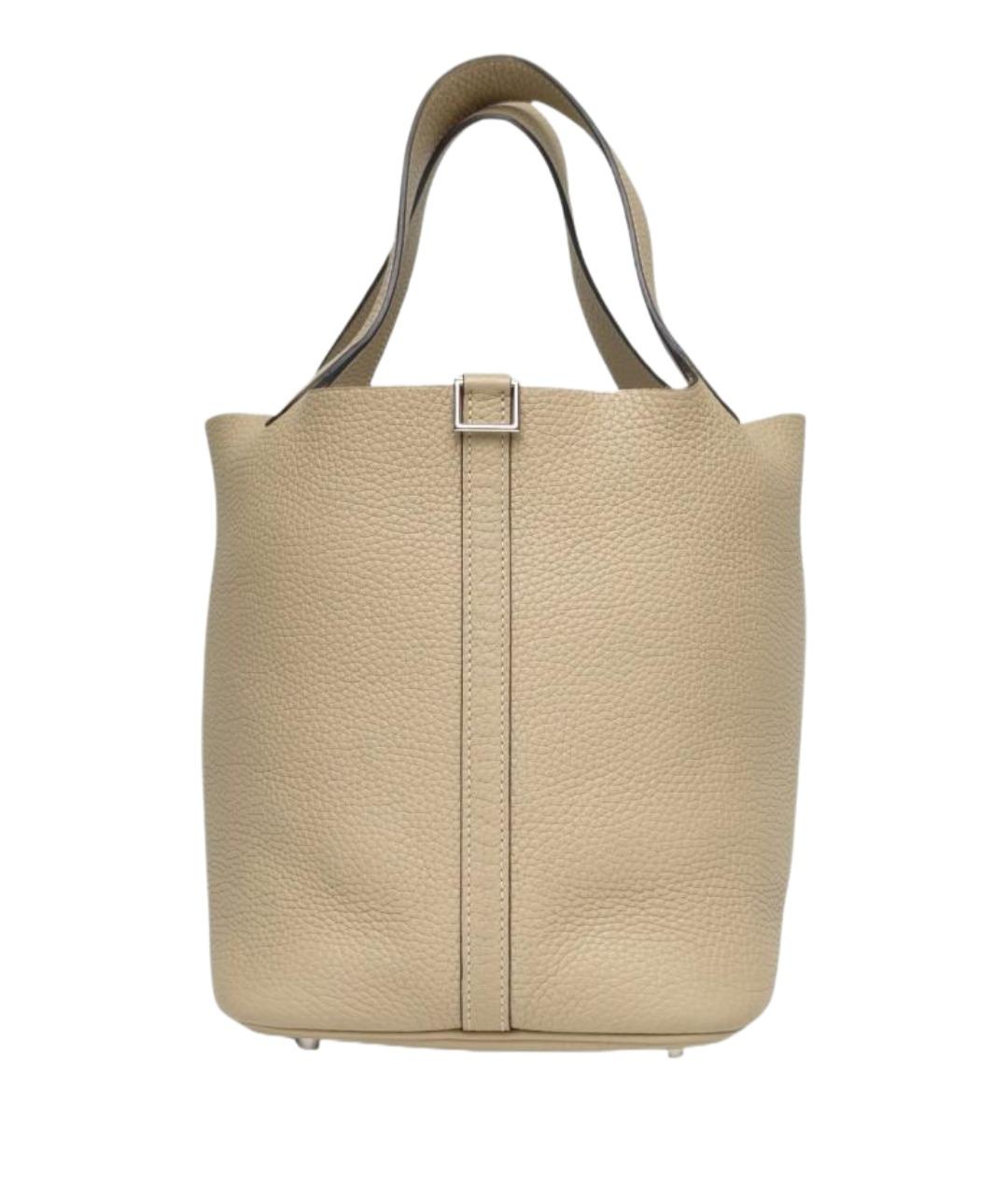 HERMES Бежевая кожаная сумка через плечо, фото 1