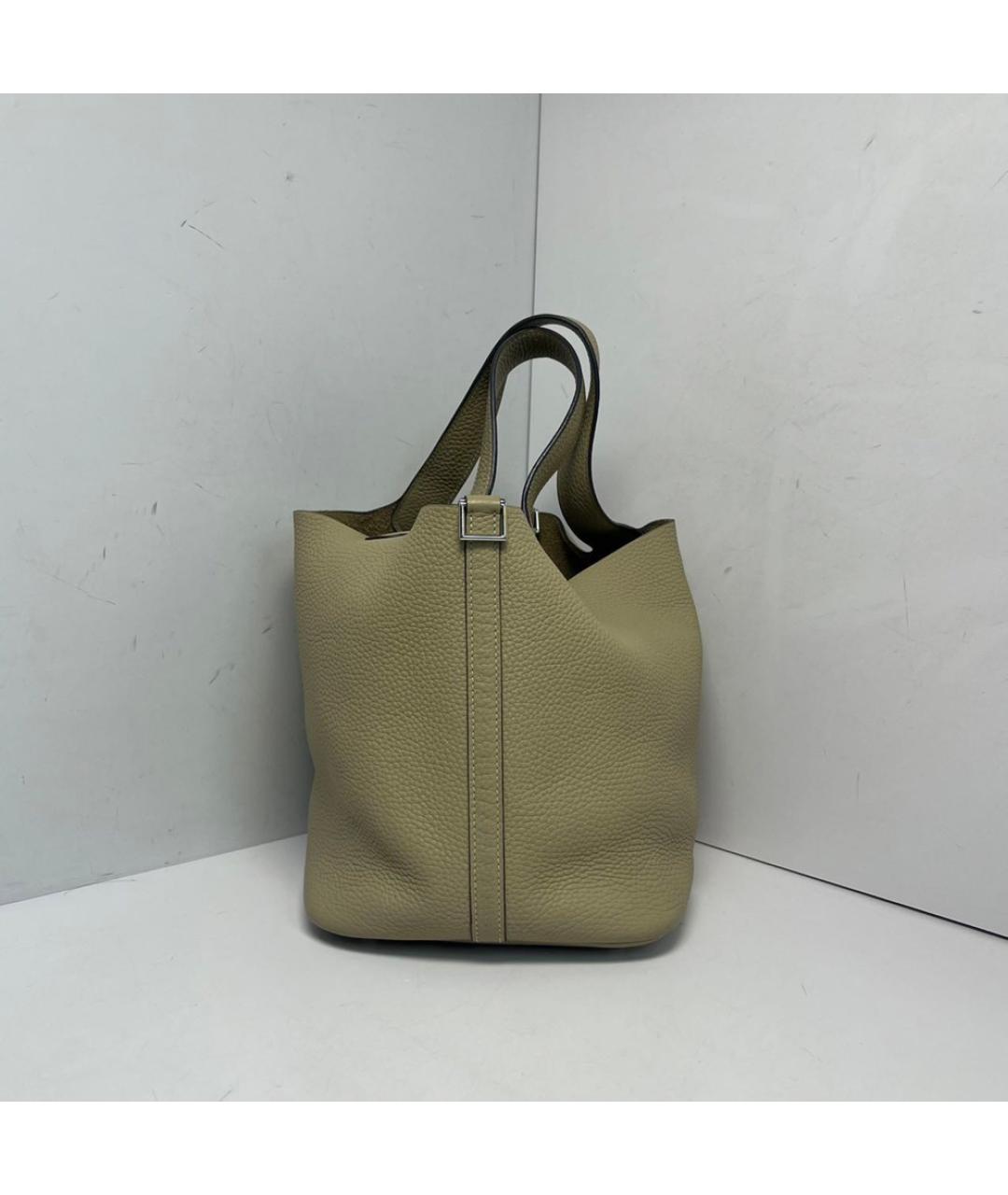 HERMES Бежевая кожаная сумка через плечо, фото 8