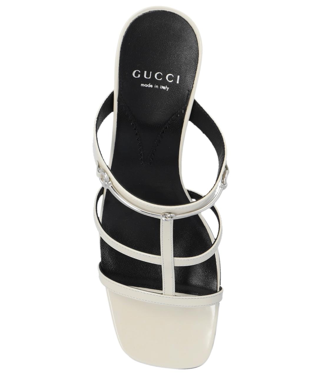 GUCCI Бежевые кожаные мюли, фото 3