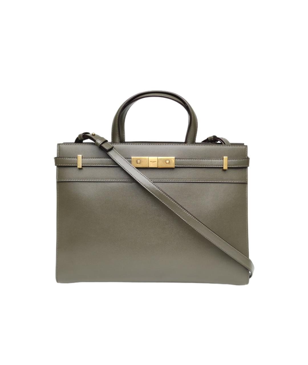 SAINT LAURENT Серая кожаная сумка через плечо, фото 10