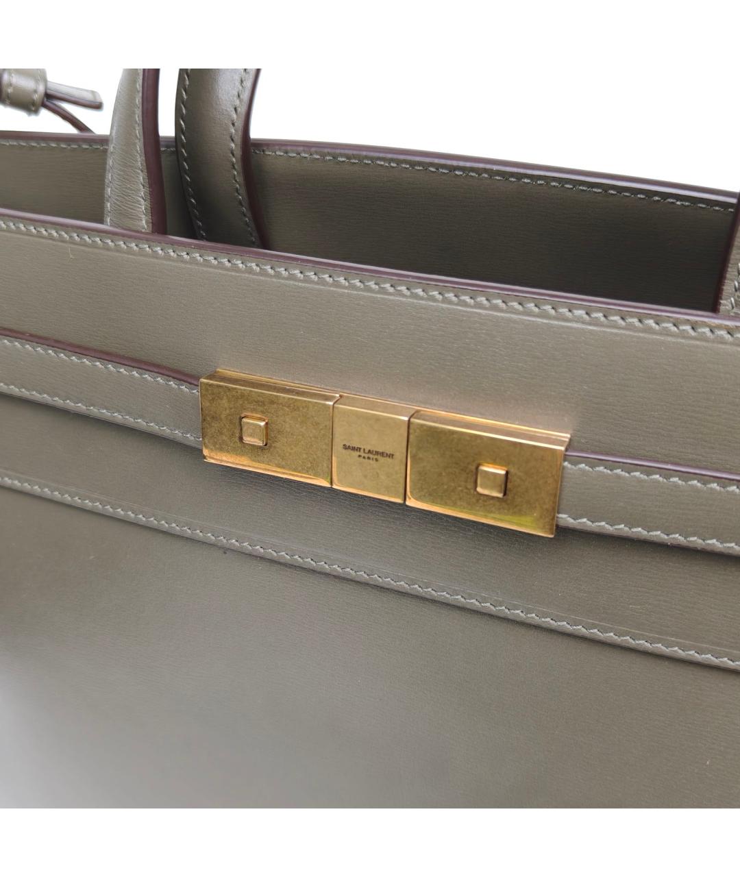 SAINT LAURENT Серая кожаная сумка через плечо, фото 7