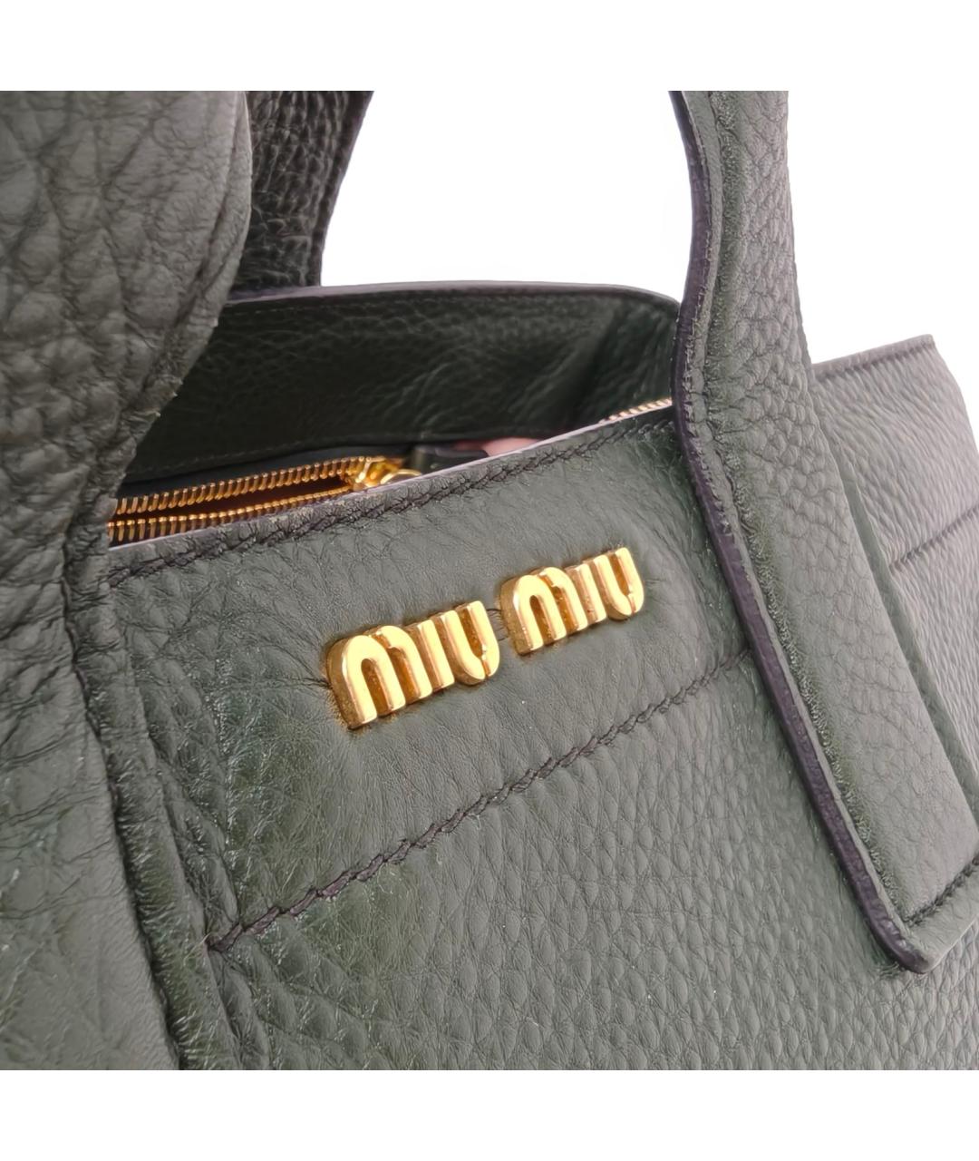 MIU MIU Зеленая кожаная сумка через плечо, фото 7