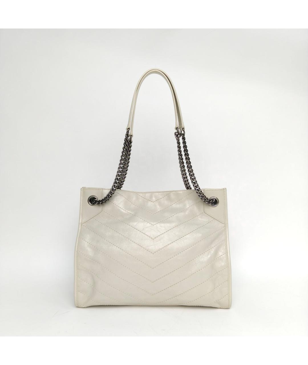 SAINT LAURENT Белая кожаная сумка через плечо, фото 4