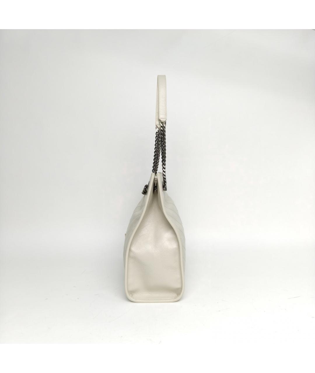 SAINT LAURENT Белая кожаная сумка через плечо, фото 5