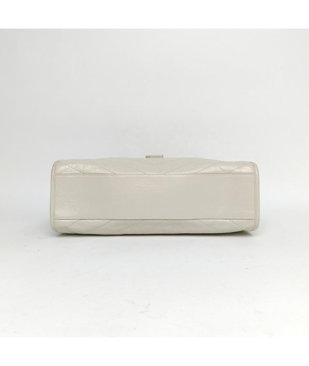 SAINT LAURENT Белая кожаная сумка через плечо, фото 6