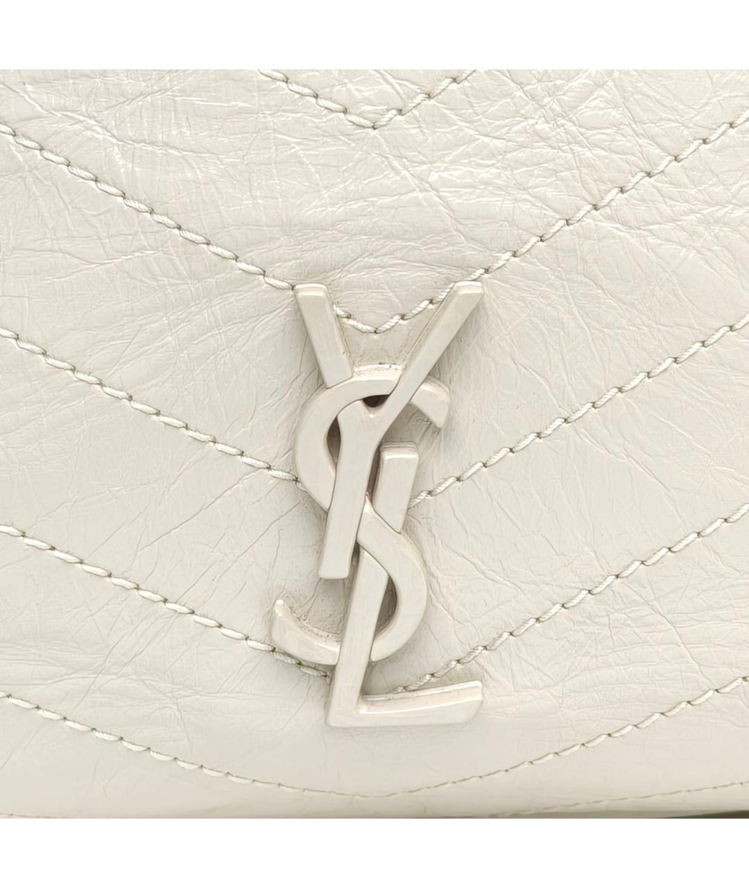 SAINT LAURENT Белая кожаная сумка через плечо, фото 7