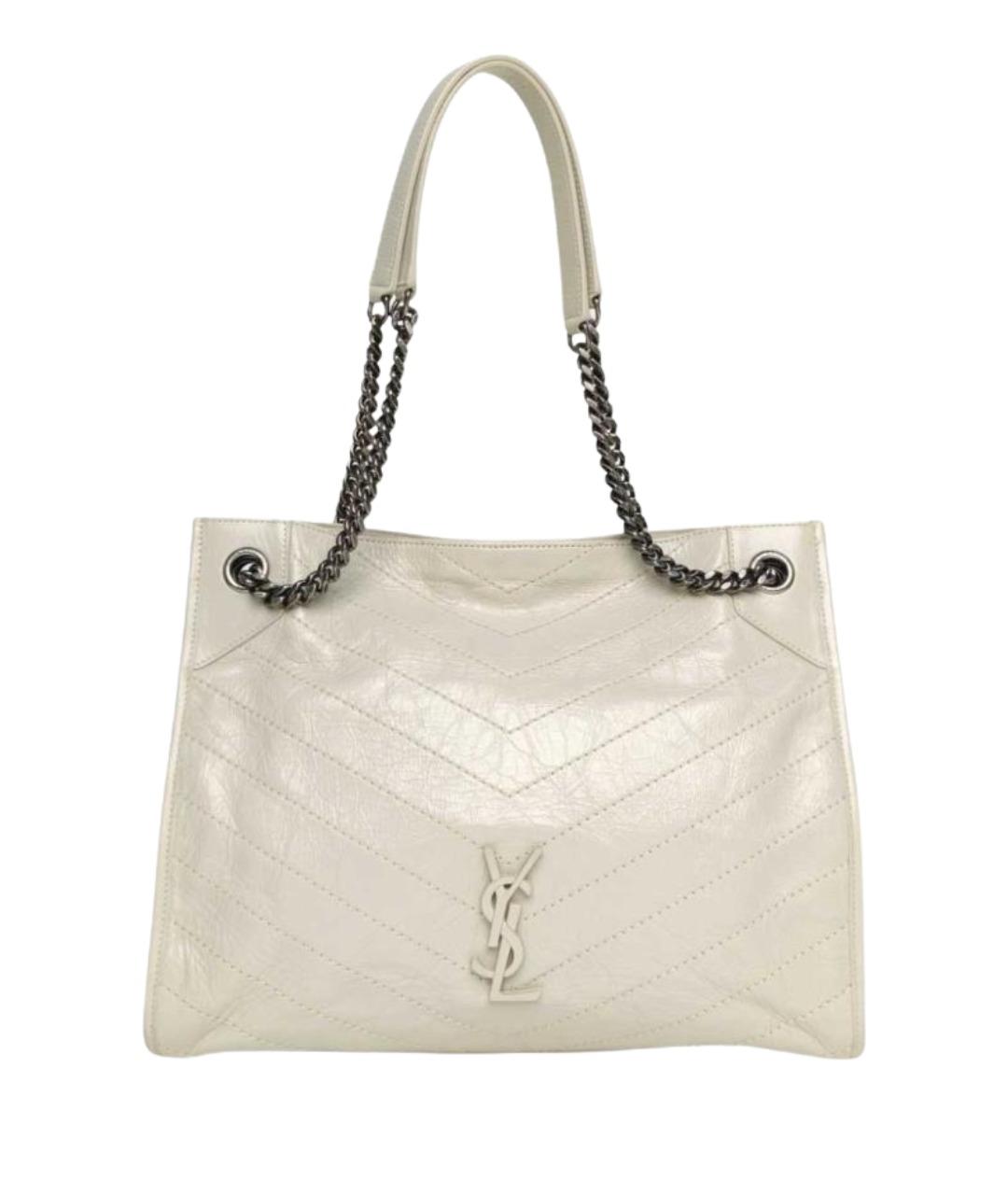 SAINT LAURENT Белая кожаная сумка через плечо, фото 1
