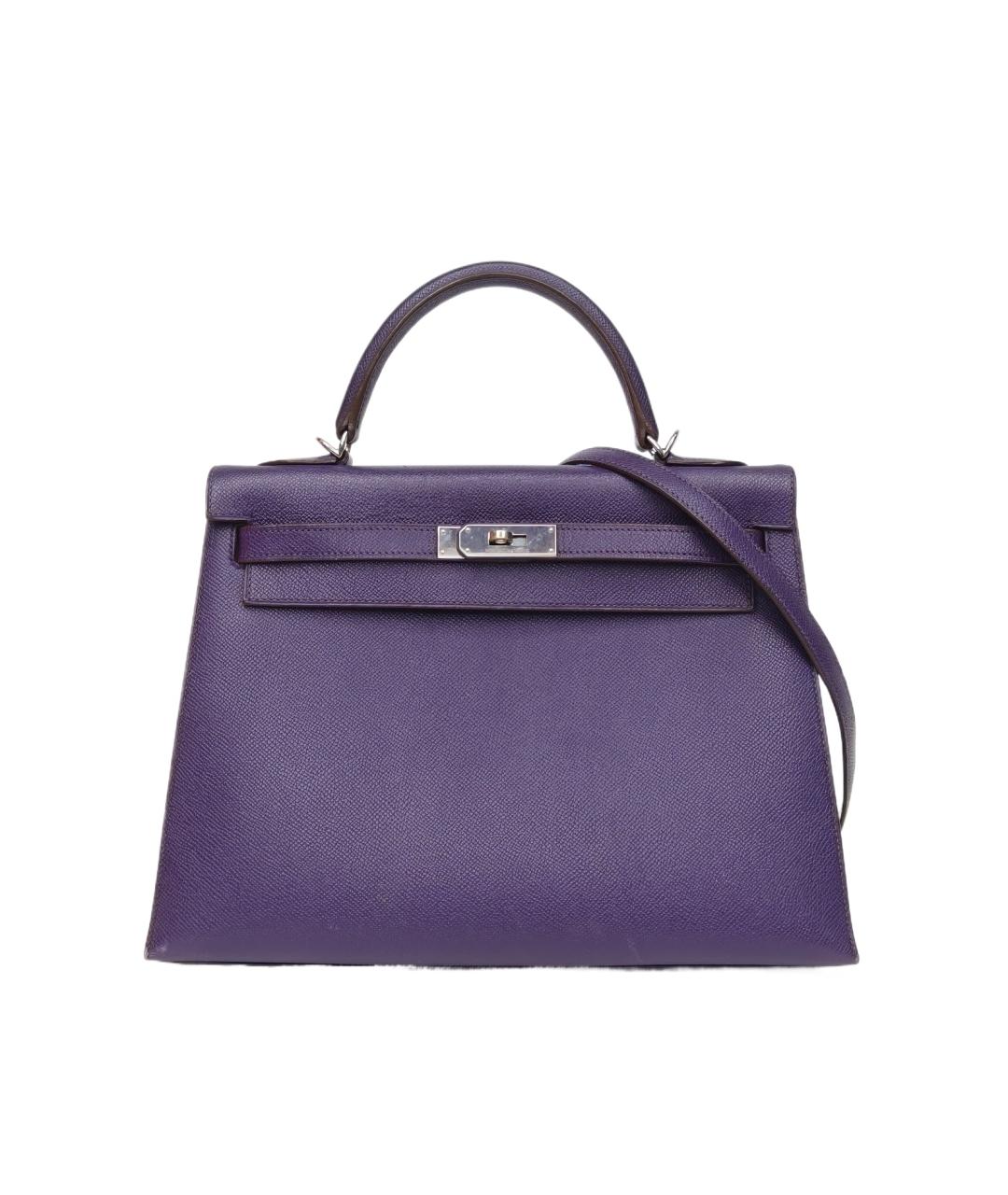 HERMES Фиолетовая кожаная сумка с короткими ручками, фото 9