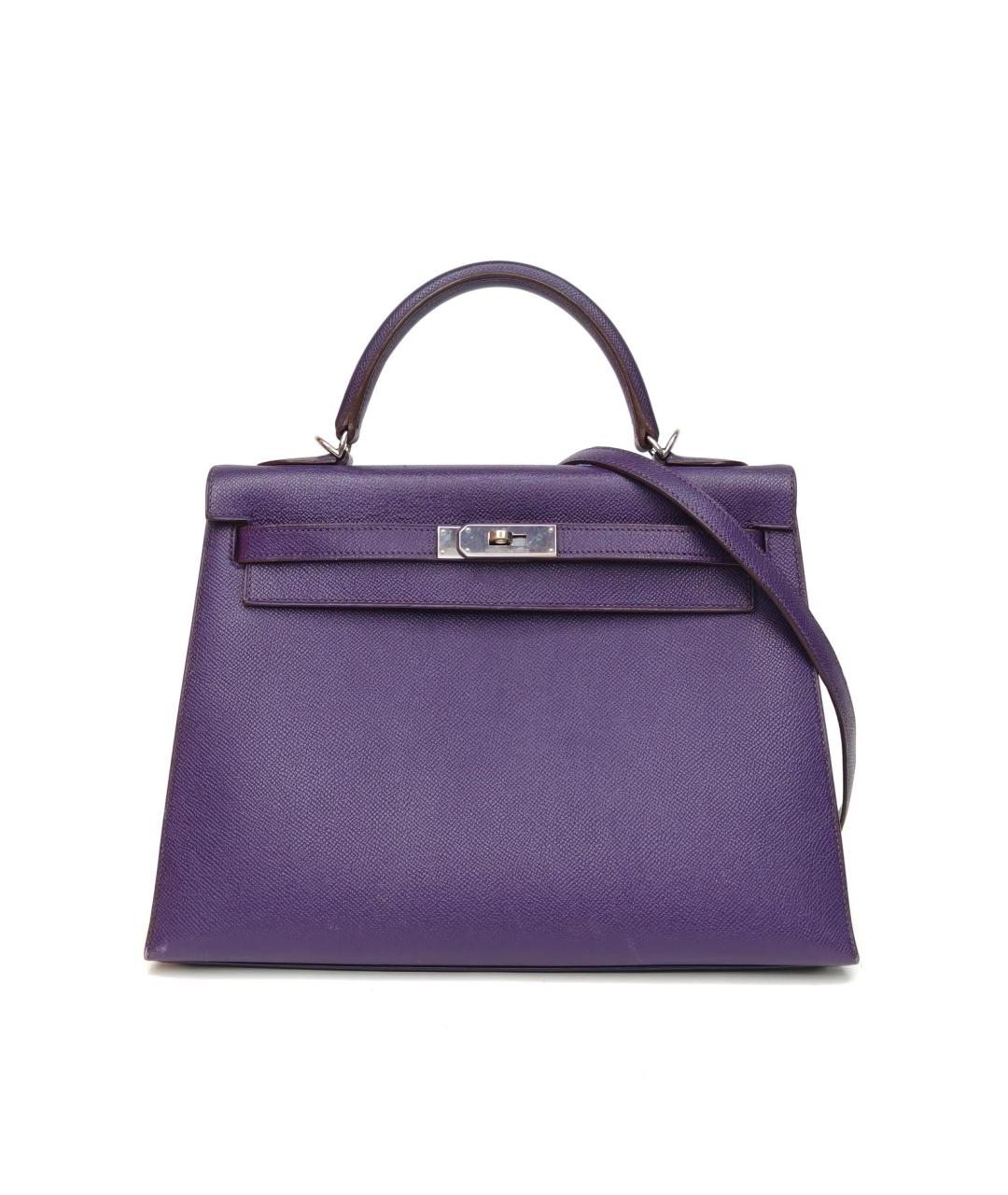 HERMES Фиолетовая кожаная сумка с короткими ручками, фото 2