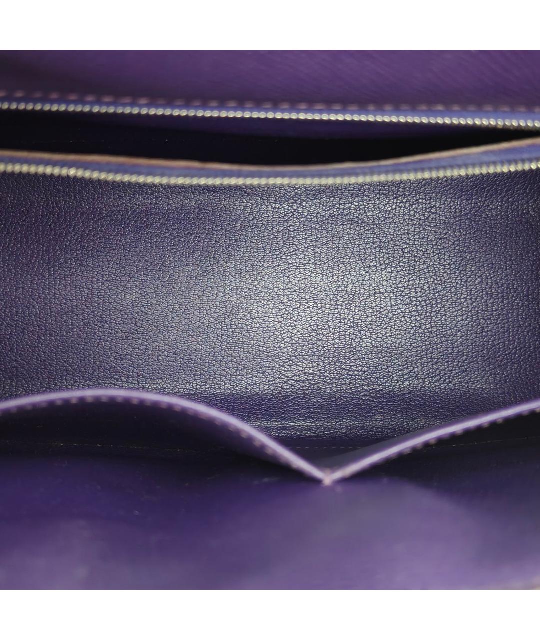 HERMES Фиолетовая кожаная сумка с короткими ручками, фото 8