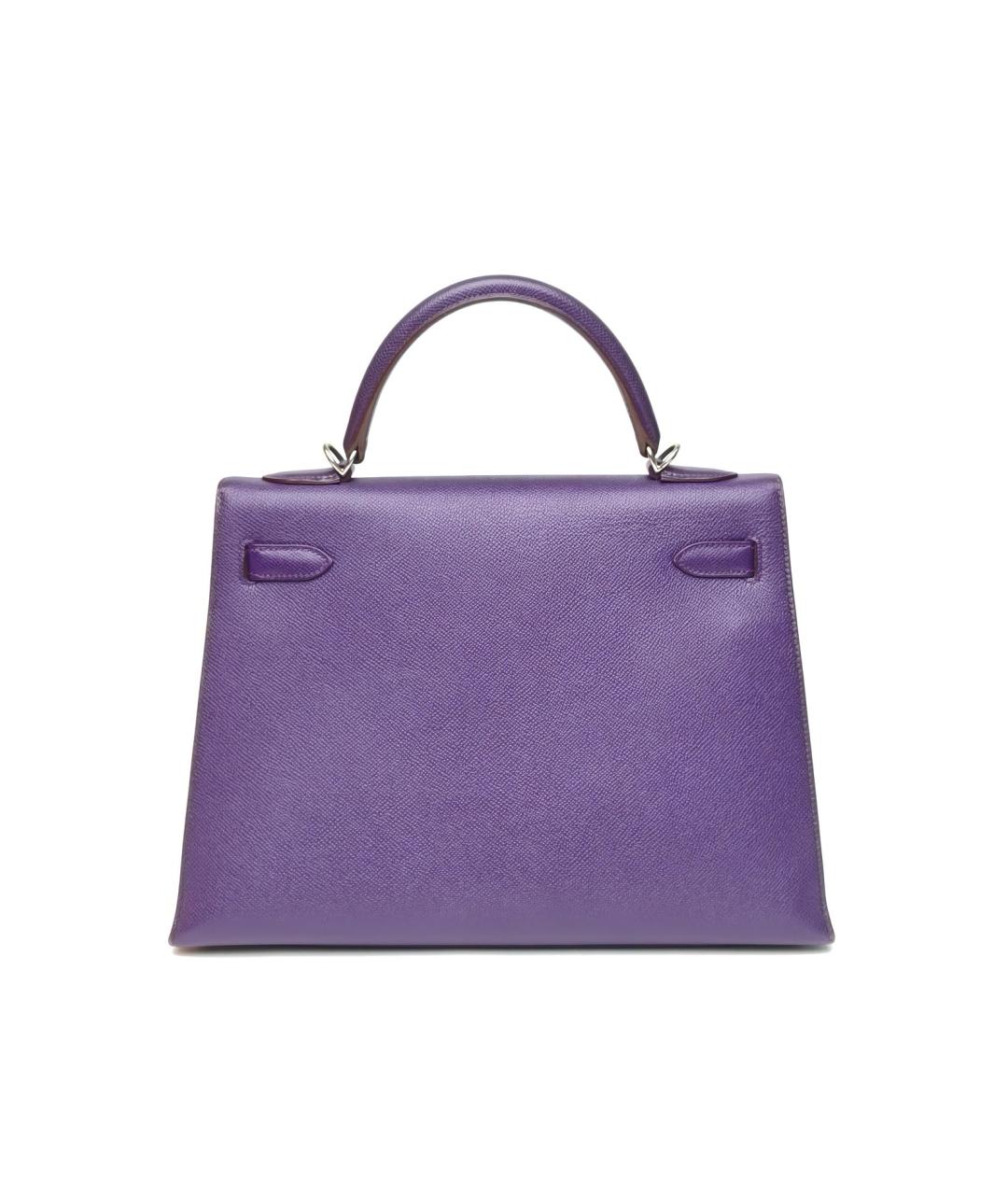 HERMES Фиолетовая кожаная сумка с короткими ручками, фото 4