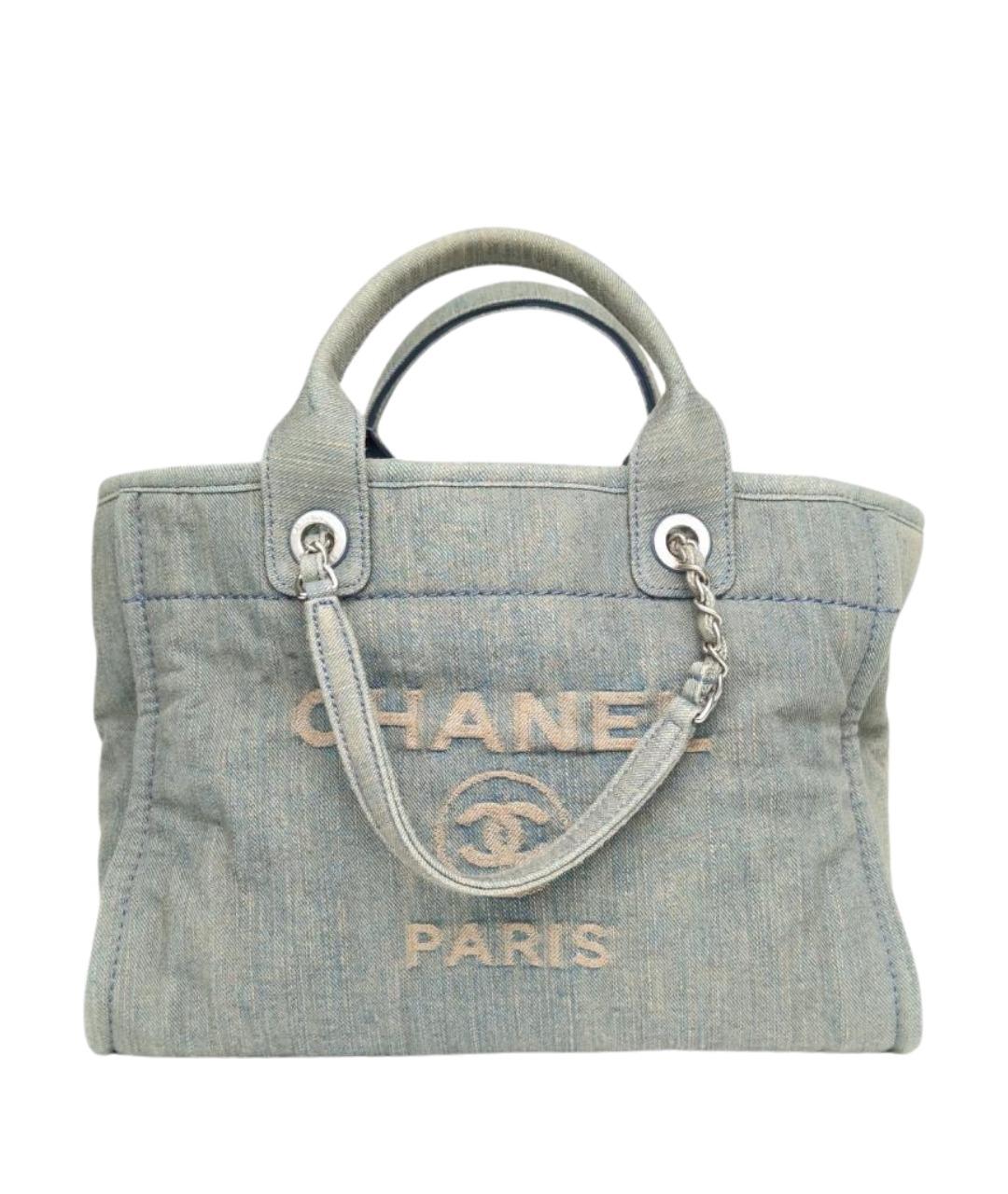 CHANEL Голубая деним сумка через плечо, фото 1