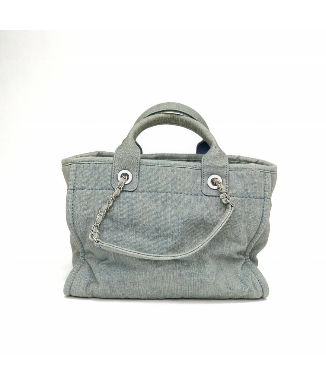 CHANEL Голубая деним сумка через плечо, фото 4
