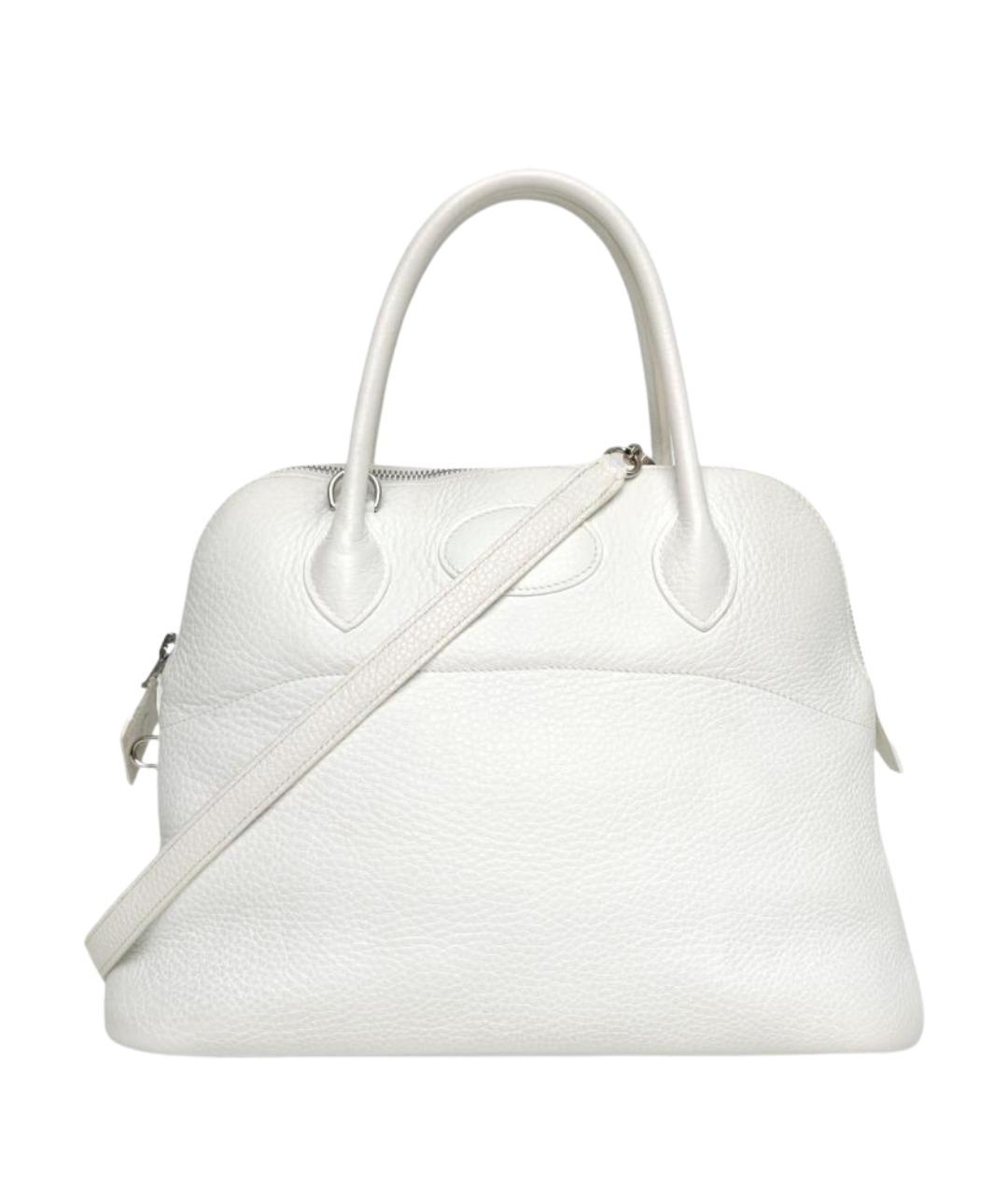 HERMES Белая кожаная сумка с короткими ручками, фото 1