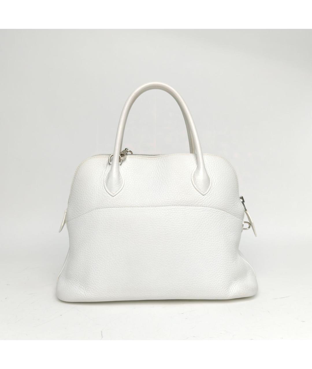 HERMES Белая кожаная сумка с короткими ручками, фото 4