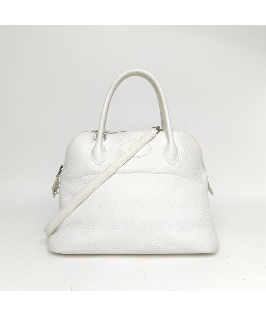 HERMES Белая кожаная сумка с короткими ручками, фото 2