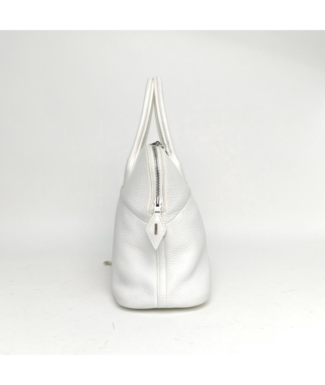 HERMES Белая кожаная сумка с короткими ручками, фото 5