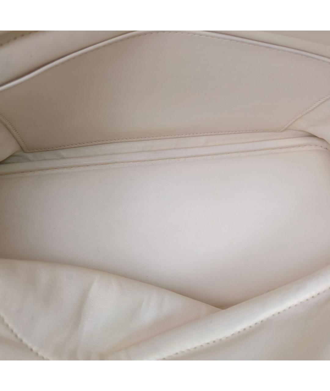 HERMES Белая кожаная сумка с короткими ручками, фото 7