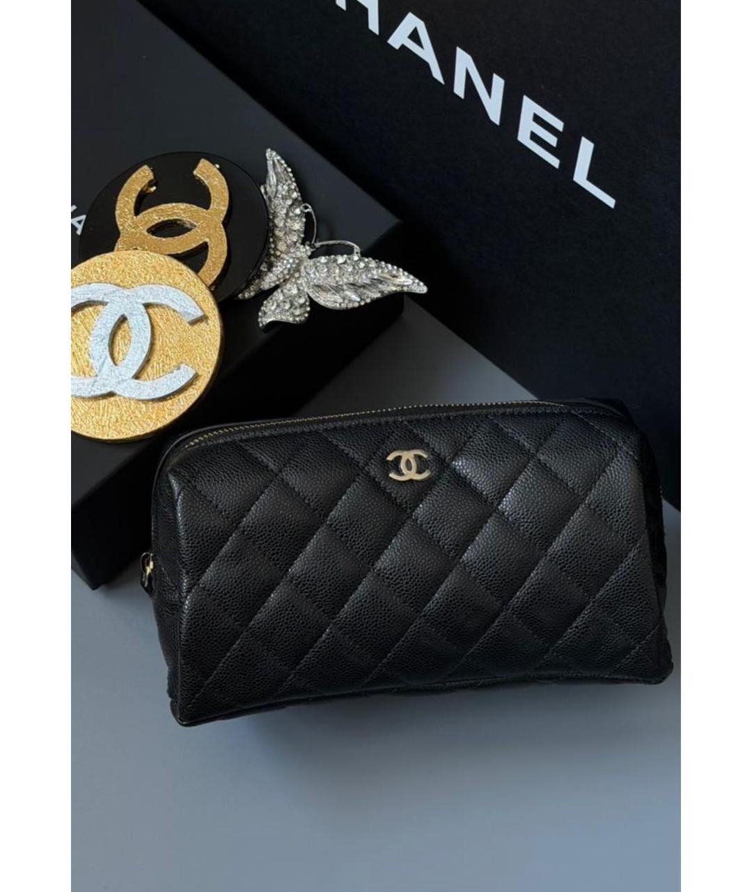 CHANEL Черная кожаная косметичка, фото 2