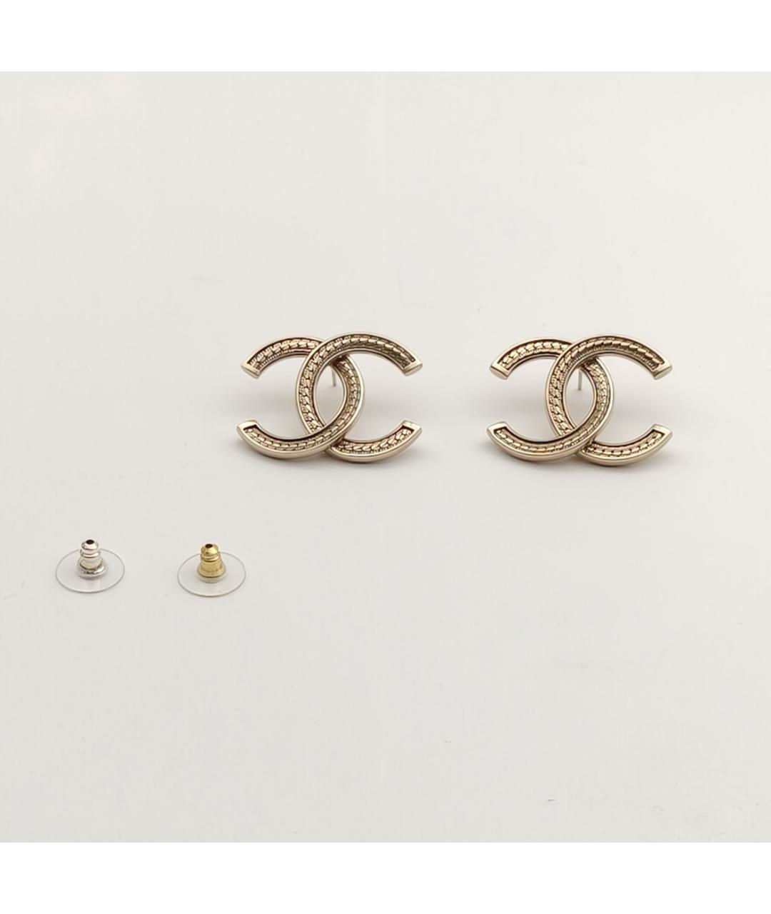 CHANEL Золотые металлические серьги, фото 6