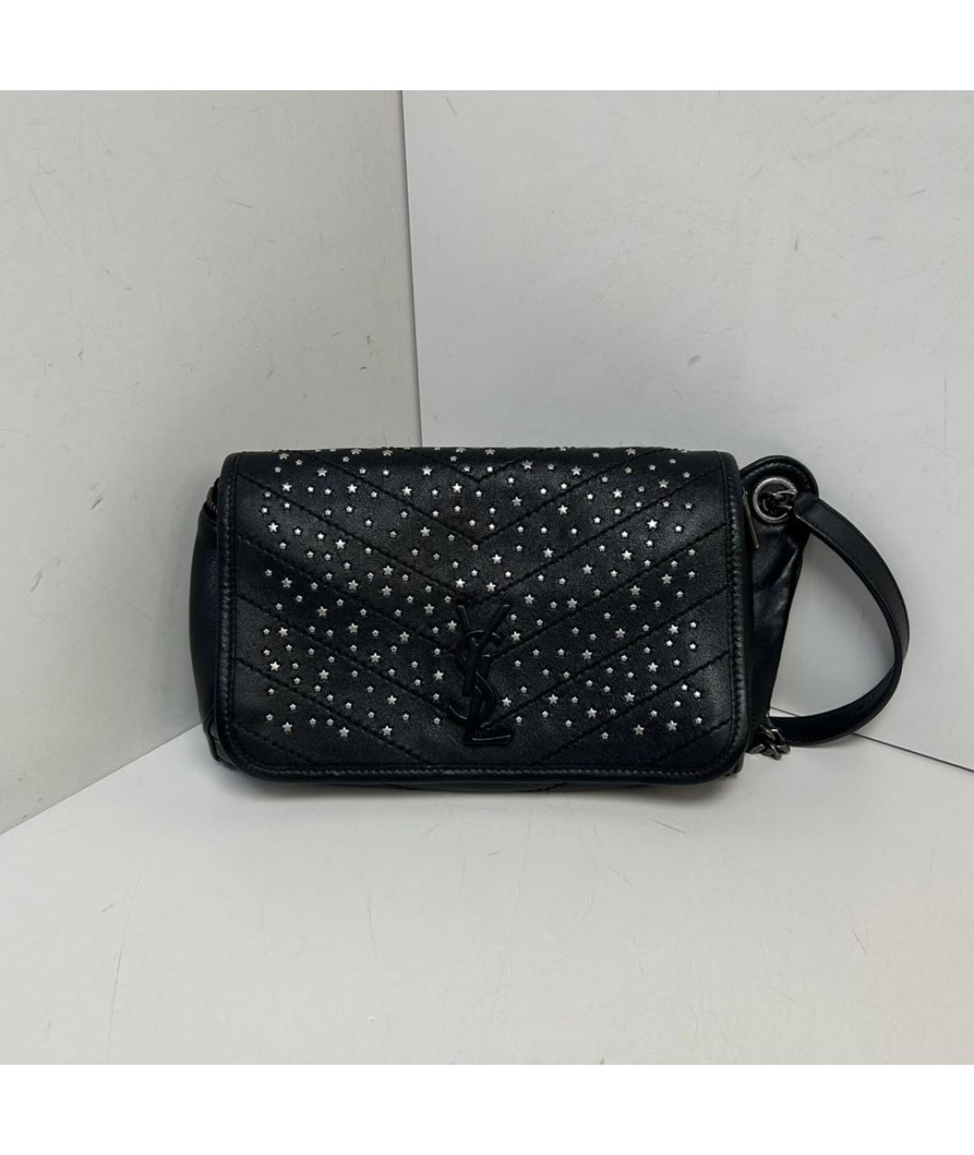 SAINT LAURENT Черная кожаная сумка через плечо, фото 9